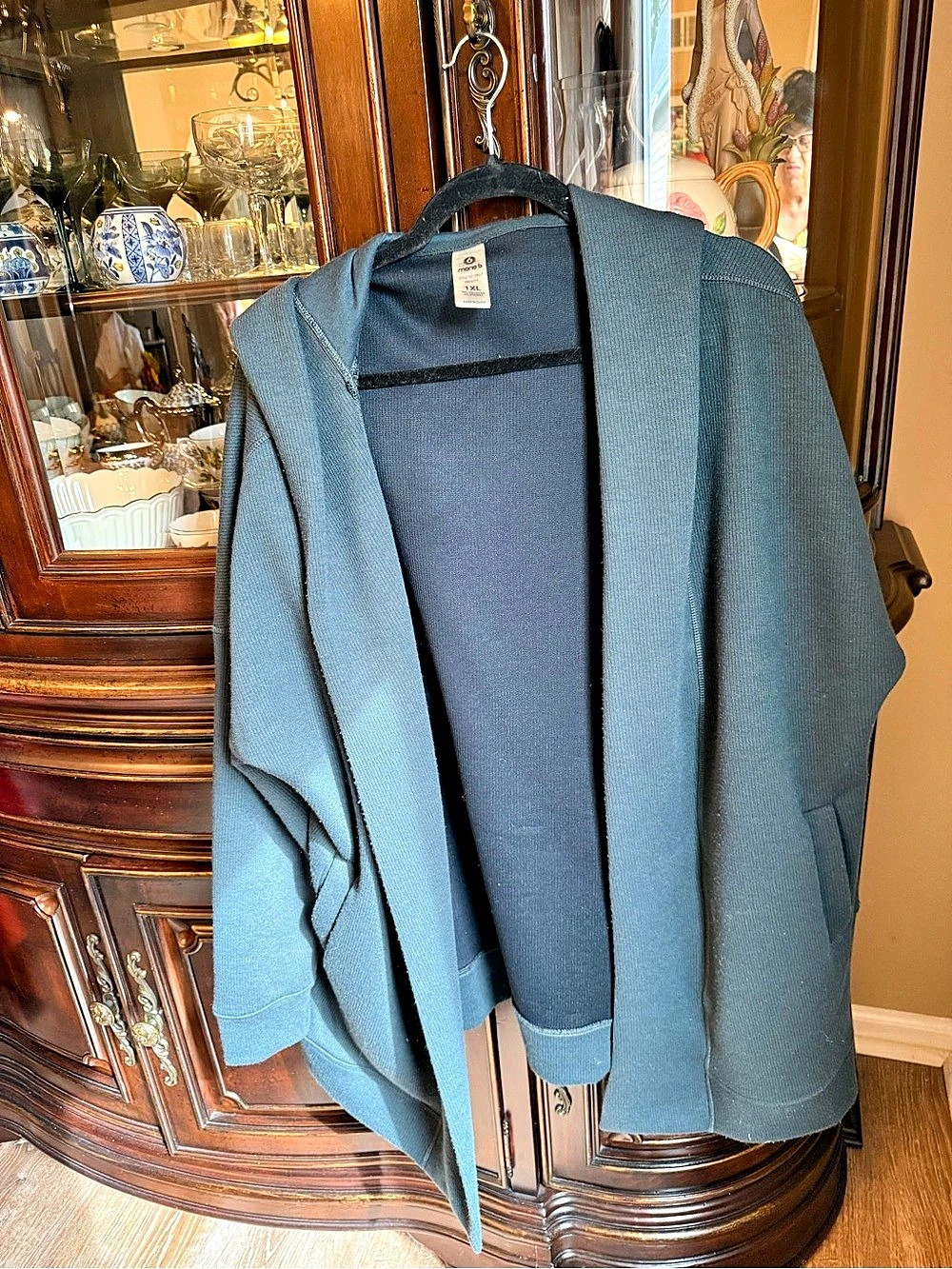 mono b Curvy Hooded Cardigan with Pockets Blue 1XL